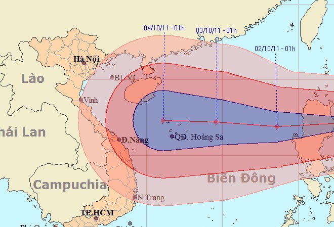 Tối nay, bão số sáu mạnh cấp 14 vào biển Đông Tối nay, bão số sáu mạnh cấp 14 vào biển Đông