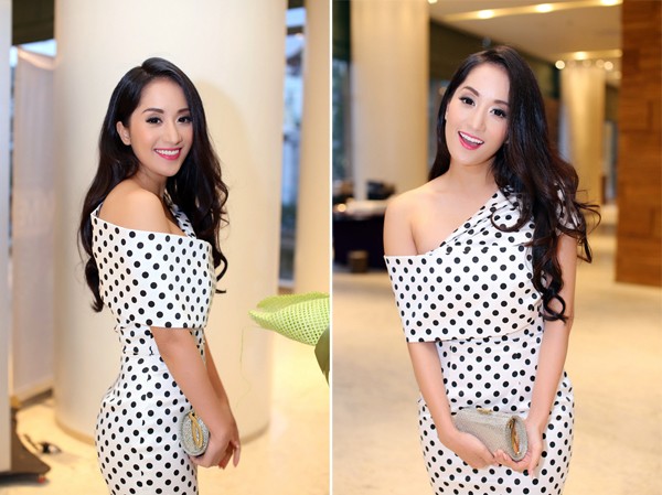 Khánh Thi đài các như tiểu thư với váy chấm bi Khánh Thi đài các như tiểu thư với váy chấm bi