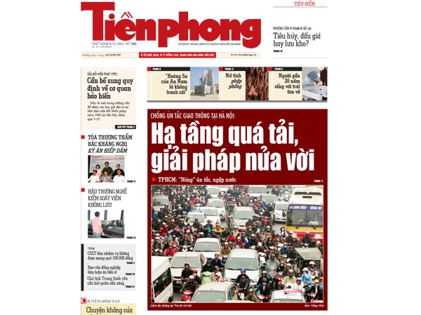 Tin bài đáng chú ý trên nhật báo Tiền Phong số 342 Tin bài đáng chú ý trên nhật báo Tiền Phong số 342