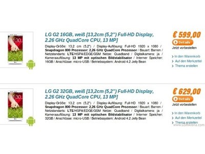 LG G2 có giá hơn 800 USD LG G2 có giá hơn 800 USD
