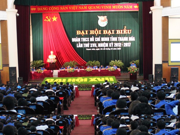 Đại hội Đoàn được truyền hình trực tiếp Phiên họp thứ nhất Đại hội Đại biểu Đoàn TNCS Hồ Chí Minh tỉnh Thanh Hóa lần thứ XVII, nhiệm kỳ 2012- 2017, chiều 6- 10.