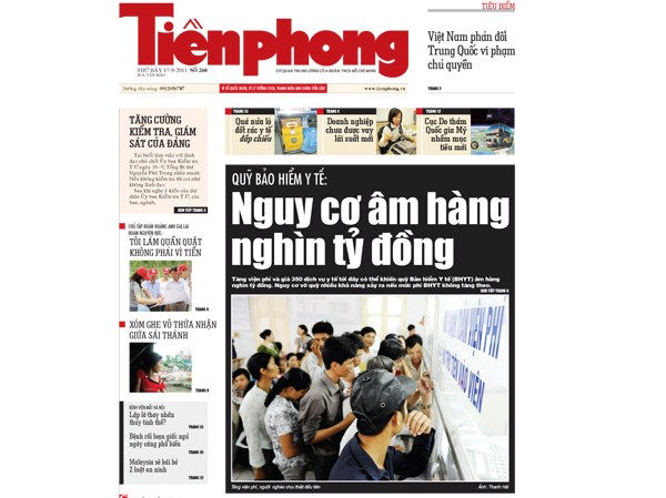 Tin bài đáng chú ý trên nhật báo Tiền Phong số 260 Tin bài đáng chú ý trên nhật báo Tiền Phong số 260