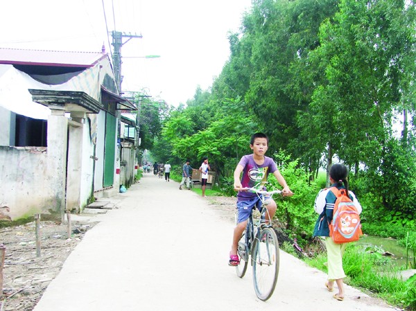 Mục tiêu tăng thu nhập gấp rưỡi vẫn là thách thức Đường qua thôn Đại Áng được bê tông hóa. Ảnh: Minh Tuấn
