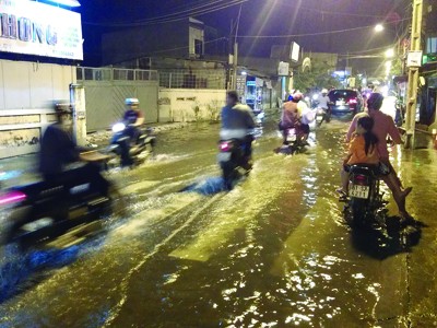 Bì bõm với triều cường Bì bõm với triều cường