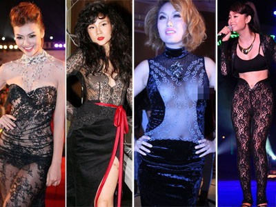 Những mỹ nhân Việt 'liều lĩnh' với váy ren Những mỹ nhân Việt 'liều lĩnh' với váy ren
