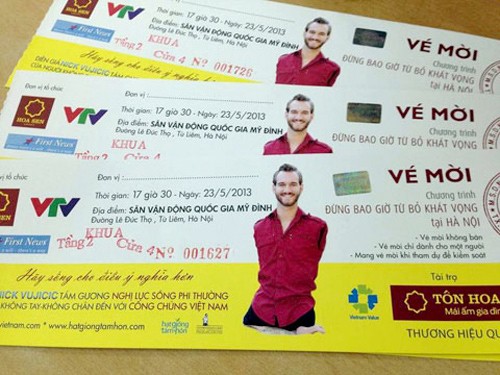 Chợ đen 'hét' giá vé xem Nick Vujicic 2 triệu đồng/cặp Chợ đen 'hét' giá vé xem Nick Vujicic 2 triệu đồng/cặp