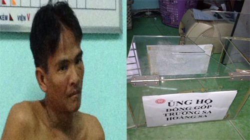 Vào UBND phường, cướp tiền quyên góp Đối tượng Tâm và thùng đựng tiền ủng hộ bị y đập phá