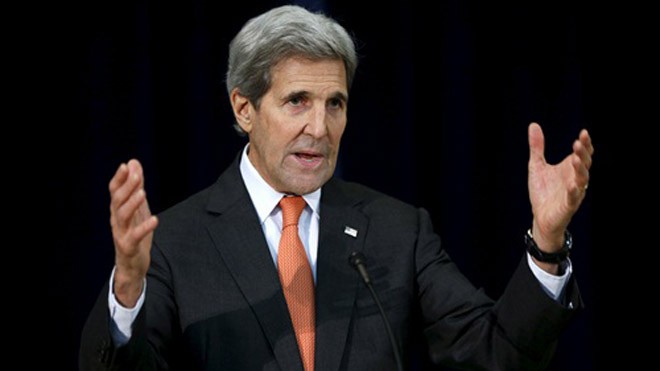 Ngoại trưởng Mỹ hy vọng đánh bại IS nhanh hơn al-Qaeda Ngoại trưởng Mỹ John Kerry trong một sự kiện hôm 18/11. Ảnh: Reuters