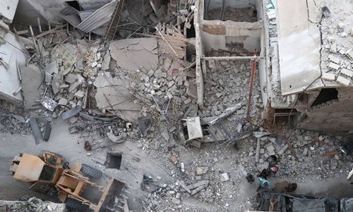 Máy bay không người lái Mỹ diệt thủ lĩnh khủng bố ở Syria Quang cảnh khu vực bị máy bay không người lái Mỹ không kích ở Syria. Ảnh: AFP.