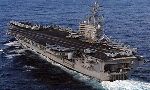 Mỹ điều tàu sân bay hạt nhân đến Hàn Quốc tập trận Tàu sân bay USS Ronald Reagan. Ảnh: AFP