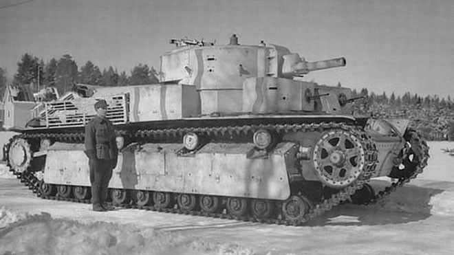 Mẫu xe tăng 5 tháp pháo của Liên Xô T-28 Liên Xô trong cuộc chiến với Phần Lan. Ảnh: Worldwar2headquarters.