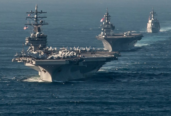 Bảy cụm tàu sân bay Mỹ trực chiến lúc Tổng thống Mỹ công du châu Á Ảnh: US Navy