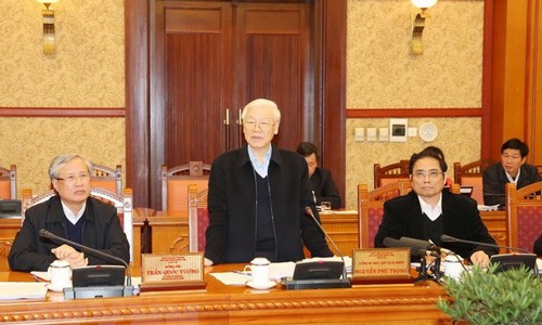 Tổng Bí thư, Chủ tịch nước chủ trì cuộc họp Ban Bí thư Tổng Bí thư, Chủ tịch nước Nguyễn Phú Trọng phát biểu kết luận phiên họp. (Ảnh: Trí Dũng/TTXVN)