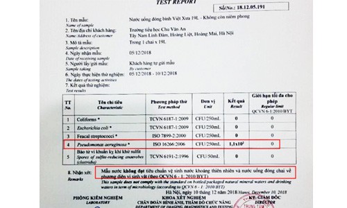 Bức xúc nước uống trong trường học nhiễm trực khuẩn Kết quả thử nghiệm ở Trung tâm kiểm soát bệnh tật. Ảnh: PHCC