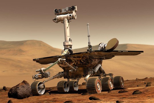 Tàu thăm dò của NASA 'chết' trên sao Hỏa vì bão cát kinh hoàng Tàu thăm dò Opportunity của NASA đáp xuống sao Hỏa vào tháng 1-2004. Ảnh: NASA