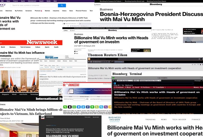 Reuters, Bloomberg, AP đưa tin về tỷ phú Mai Vũ Minh Sự kiện này được Bloomberg, Thomson Reuters Eikon, AP, Newsweek, IBTimes và nhiều tờ báo uy tín trên thế giới đưa tin.