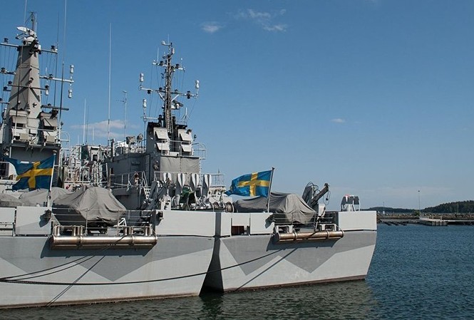 Thụy Điển ra mắt tàu gián điệp 'tối mật' mới ở biển Baltic Tàu tại căn cứ hải quân Berga, Thụy Điển.