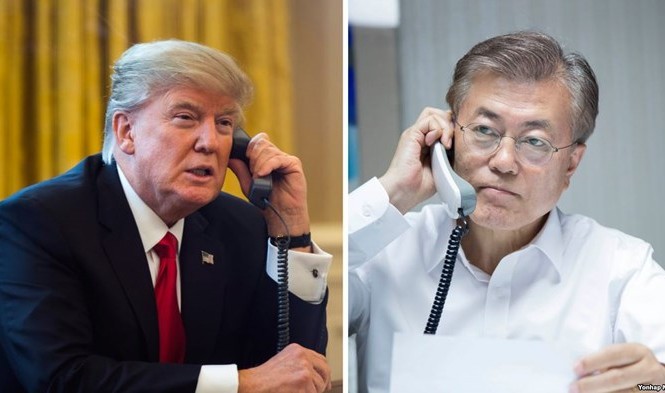 Tổng thống Mỹ - Hàn điện đàm trước hội nghị thượng đỉnh Mỹ - Triều Tuần tới, ông Trump và ông Moon sẽ điện đàm thảo luận về hội nghị thượng đỉnh Mỹ- Triều lần thứ 2. Ảnh: Getty Images.