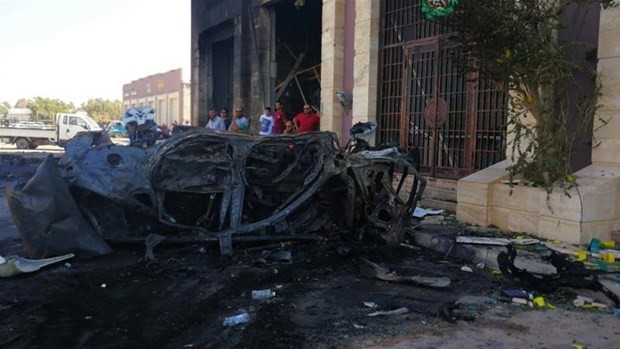 THẾ GIỚI 24H: Đánh bom xe ở Libya, 2 nhân viên Liên hợp quốc thiệt mạng Quang cảnh nơi diễn ra vụ việc.Ảnh: Reuters