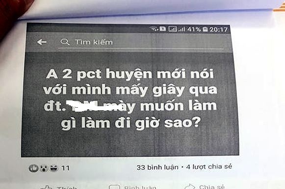 Cán bộ huyện kiện cán bộ tỉnh vì cho rằng bị xúc phạm trên Facebook Nội dung trên Facebook của ông Nguyễn Ngọc Huy viết do ông Phan Hữu Duy cung cấp.