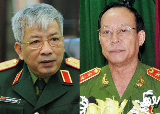 Thủ tướng bổ nhiệm lại 2 Thứ trưởng Quốc phòng, Công an Thượng tướng Nguyễn Chí Vịnh (trái) và Thượng tướng Lê Quý Vương