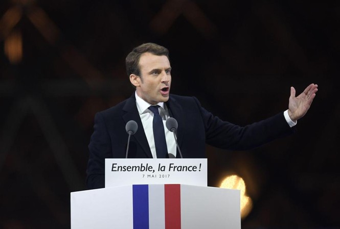 Ông Macron nói gì khi đi vào lịch sử nước Pháp? Tổng thống Pháp mới đắc cử phát biểu ăn mừng. Ảnh: Getty Image