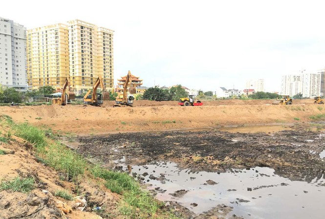Sài Gòn tính kế chống ngập bằng xây hồ điều hoà Hồ điều tiết do Tập đoàn Novaland xây dựng tại quận 2
