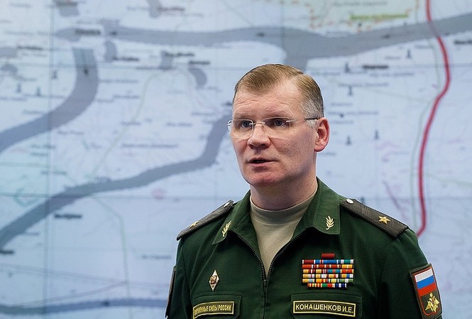 Bộ Quốc phòng Nga ‘bắt bài’ vụ Mỹ đe dọa tấn công Syria Phát ngôn viên Bộ Quốc phòng Nga Igor Konashenkov. Ảnh: Tass