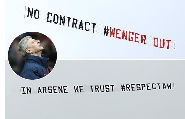 Vì HLV Wenger, CĐV Arsenal đại chiến... trên bầu trời 2 thông điệp trái ngược từ các CĐV Arsenal trên bầu trời sân The Hawthorns.