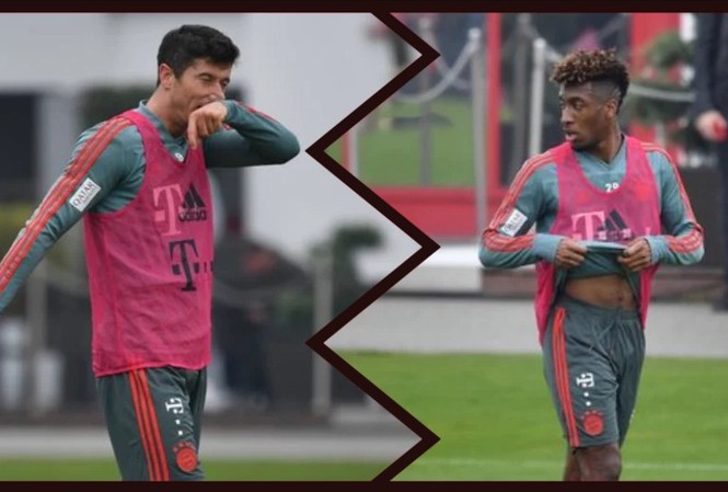 Bayern Munich đại loạn, cầu thủ ẩu đả trên sân tập Robert Lewandowski và Kingsley Coman ẩu đả ngay trên sân tập.