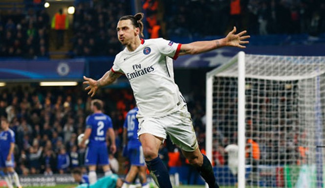 PSG tiễn Chelsea khỏi Champions League Ibrahimovic đóng vai chính ở cả hai lượt đấu giúp PSG vượt qua Chelsea. Ảnh: Reuters.