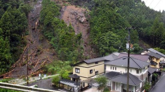 Lở đất kinh hoàng ở Nhật, 27 người thiệt mạng Khu vực bị lở đất ở tỉnh Hiroshima, Nhật Bản