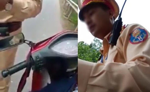Xác minh tổ CSGT tỉnh Vĩnh Phúc bị người dân tố cản trở, lạm quyền Hình ảnh tổ CSGT tỉnh Vĩnh Phúc bị người dân tố lạm quyền. Ảnh: Cắt từ clip