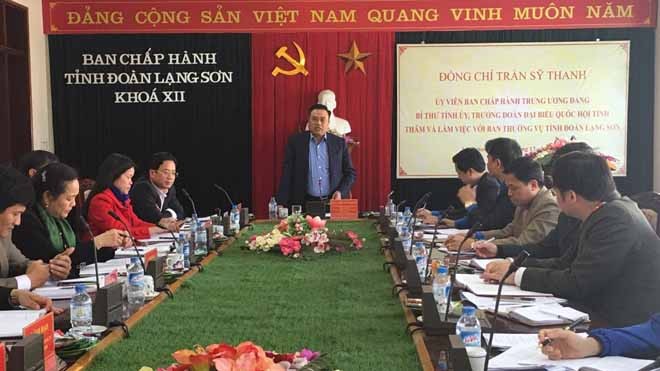 Bí thư Tỉnh ủy thăm, làm việc với Ban Thường vụ Tỉnh Đoàn Lạng Sơn Đồng chí Nguyễn Sỹ Thanh - Ủy viên Trung ương Đảng, Bí thư Tỉnh ủy, Trưởng đoàn đại biểu Quốc hội tỉnh Lạng Sơn phát biểu chỉ đạo Hội nghị