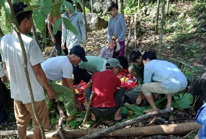 Sạt lở đất đá khi đi bóc quế, 4 người thương vong Những tảng đá từ trên đồi sạt lở xuống khiến 4 nạn nhân thương vong.