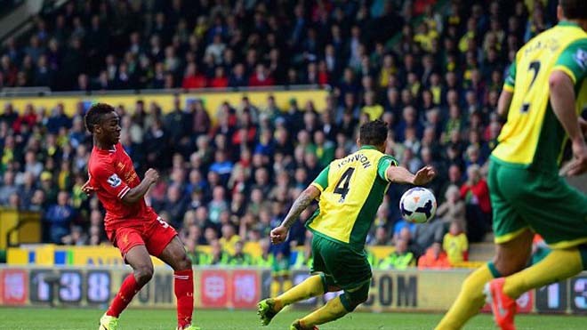 Norwich City- Liverpool (2-3): Kép phụ đóng vai chính Sterling giúp Liverpool tiến gần hơn tới chức vô địch Premier League. ảnh: Getty Images