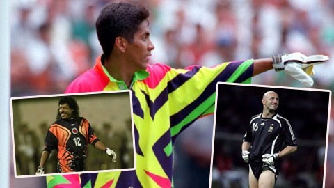 10 thủ môn lập dị nhất World Cup Thủ môn Jorge Campos thường xuyên ra sân với trang phục màu mè