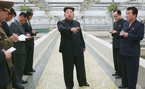 Cuộc chiến ngôn từ trên bán đảo Triều Tiên Lãnh đạo Triều Tiên Kim Jong-Un ra chỉ thị trong một cuộc thị sát ở Bình Nhưỡng.