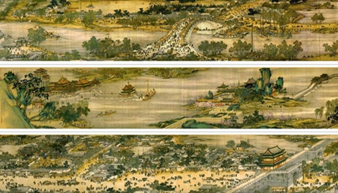 Bức tranh được mệnh danh Mona Lisa của Trung Quốc Toàn cảnh bức tranh"Thanh minh thượng hà đồ". Ảnh: Ancient Origins.
