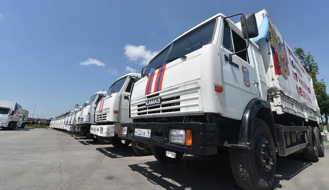 Nga gửi đoàn xe viện trợ nhân đạo thứ 50 tới Ukraine Đoàn viện trợ nhân đạo cho miền Đông Nam Ukraine khởi hành từ vùng Rostov.
