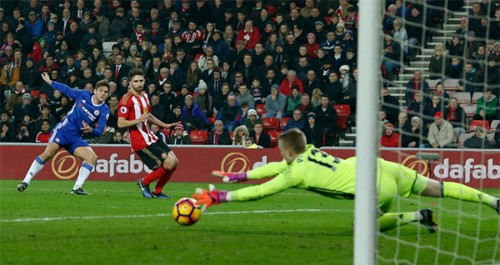 Chelsea thắng trận thứ 10 liên tiếp, xây chắc ngôi đầu Sunderland phòng ngự kiên cường, vô hiệu hoá được rất nhiều tình huống uy hiếp của Chelsea. Ảnh: Reuters.