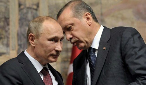 Quan hệ ‘sâu đậm’ giữa Thổ Nhĩ Kỳ và Nga về kinh tế Tổng thống Nga Vladimir Putin và Tổng thống Thổ Nhĩ Kỳ Tayyip Erdogan