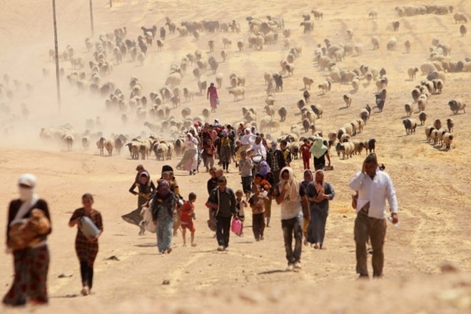 Bản tin 20H: Phiến quân Hồi giáo sát hại 80 người Iraq Người Yazidi phải băng qua sa mạc để chạy trốn các chiến binh IS (Nguồn: Reuters)