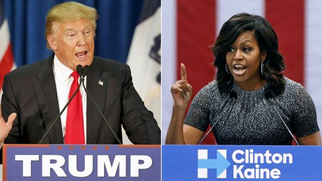 Donald Trump lần đầu công khai chỉ trích Michelle Obama Donald Trump không còn ngần ngại trước việc đối đầu với bà Obama.