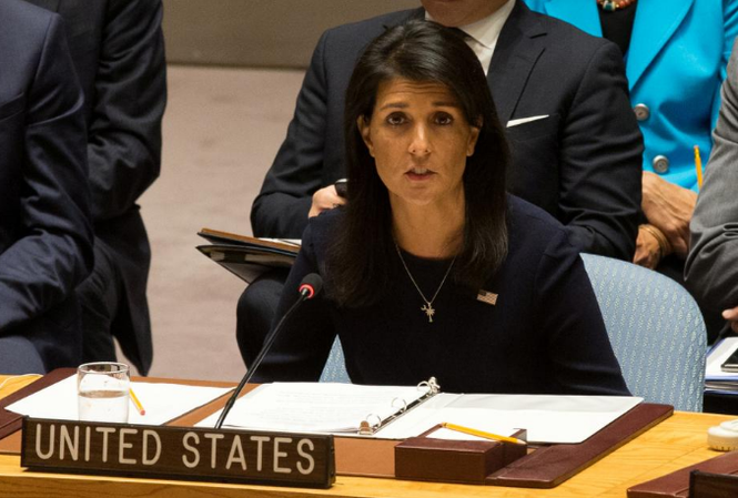 Đại sứ Mỹ: Lãnh đạo Triều Tiên ‘cầu xin chiến tranh’ Đại sứ Mỹ tại LHQ Nikki Haley trong cuộc họp của USNC hôm 4/9. Ảnh: Reuters