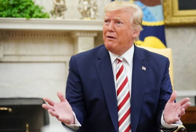 Ông Trump lại vừa ném ‘lựu đạn’ vào G7 Ông Trump phát biểu tại Nhà Trắng ngày 21/8. (Ảnh: Jiji)