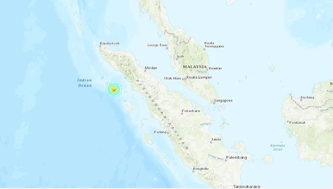 Indonesia vừa hứng động đất mạnh 6,2 độ richter Vị trí được xác định là tâm chấn. (Ảnh: USGS)