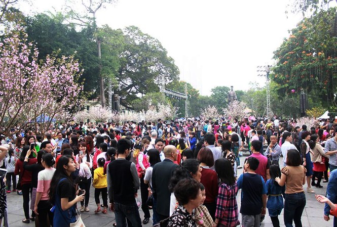 Hàng nghìn người chen chân ngắm hoa anh đào giữa Thủ đô Ngày 20/3, hàng nghìn người dân Thủ đô đổ về khu vực tượng đài Lý Thái Tổ (Hà Nội) ngắm hoa anh đào đến từ Nhật Bản.