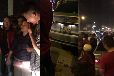 Va chạm giao thông, người đi xe máy bị đánh chảy máu mặt Hiện trường vụ việc.