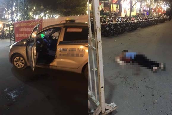 Tài xế taxi nghi bị cứa cổ tử vong gần sân vận động Mỹ Đình Hiện trường vụ việc.